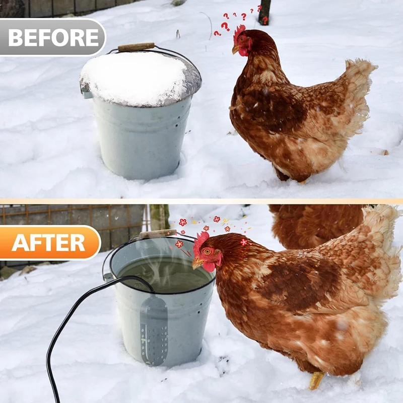 Submersible Chicken Waterer Heater, 250 W Thermostatic Control Poultry Water Heater US Plug