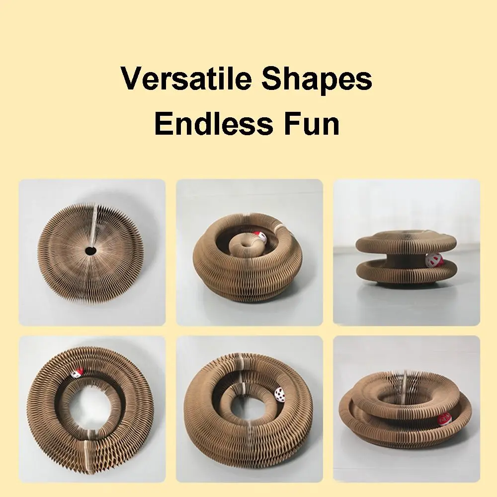 Magic Cat Scratch Organ Board Cat Toy with Ball Cat Grinding Claw Cat Climbing Frame Kitten Round Corrugated Cat Scratching Toy