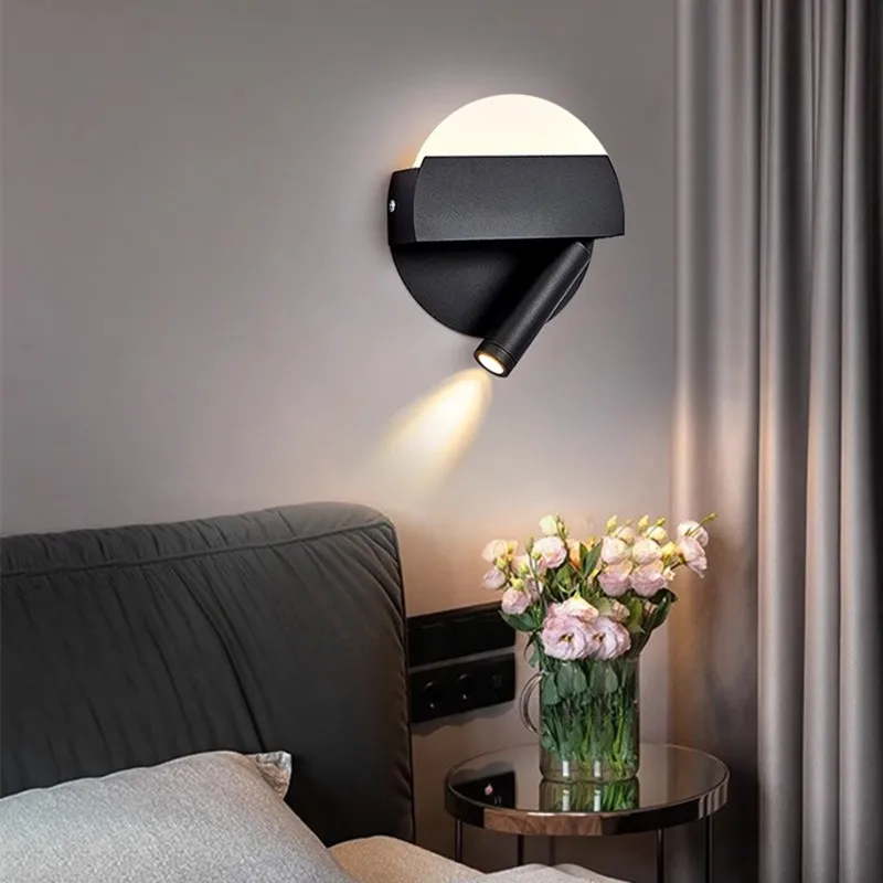 

Modern Minimalist Hotel LED Reading Light AC90-260V Bedroom Living Room Study Atmosphere Rotatable Bedside Wall Lamp Bedroom