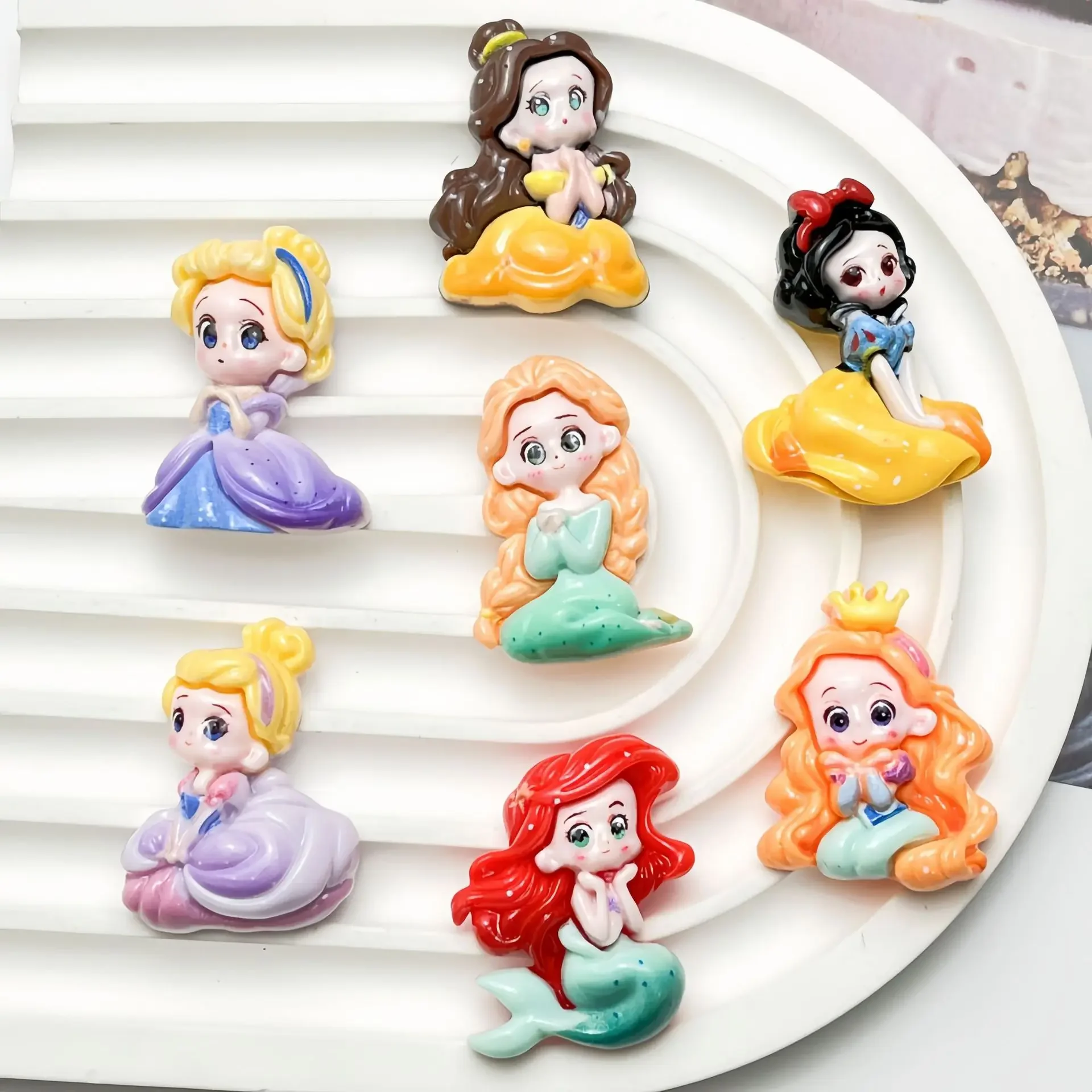 5pcs Cute Disney Beautiful Princess Cartoon Resin Flatback Supplies Charms for Diy Kawaii Resin Accessories Crafts Materials