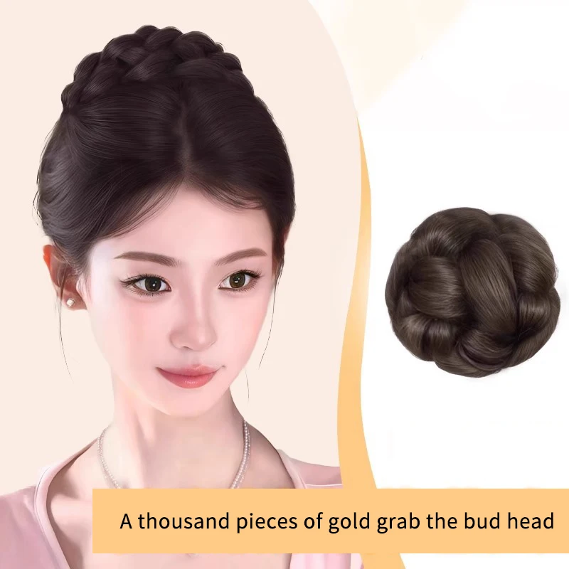 Синтетический парик, пучок, шаровая форма головы, плетеный шиньон, танцовщица, женская заколка для волос, аксессуары для укладки волос