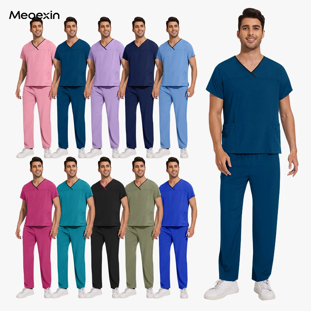 Veterinary Uniform Pet Grooming 2 ชิ้น Workwear ชุดหลายสีขัด Top กางเกงพยาบาล Unisex ขัดชุดทันตกรรมขัดผู้หญิงผู้ชาย