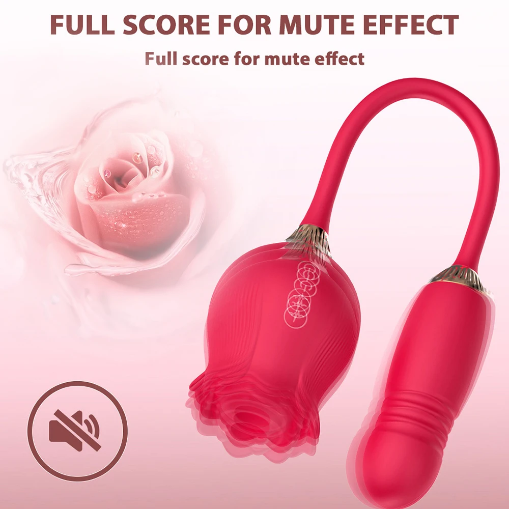 Rose Sucking Thrusting Dildo Vibrator for Women Nipple Clit Stimulator Vibrating Egg Tongue Licking Clitoris Sucker Sex Toy image 5