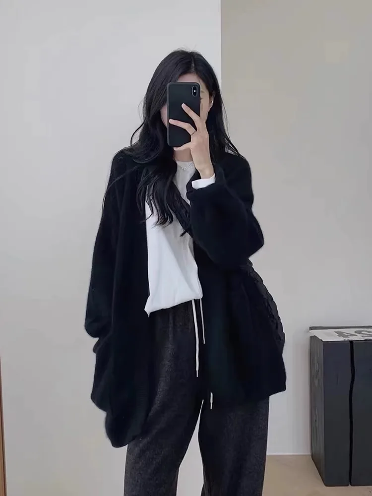 

Streetwear Women's Sweater Cardigan 100% Merino Wool Sweater Autumn Winter Clothes Natural Knit Gentle Skin Casual Cardigan Coat