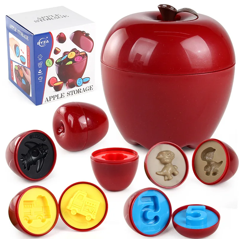 Boîte de rangement en forme de pomme, jouet de développement cognitif d'apprentissage précoce, couleur et forme assorties, jouet d'œuf intelligent pour enfants