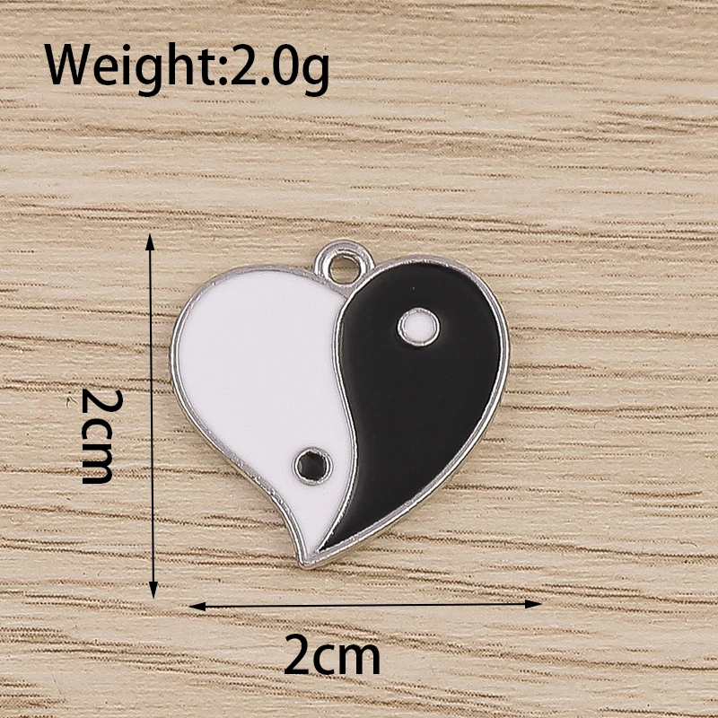 10 Stück niedliche, gemischte Emaille-Anhänger in Form von Tai-Chi-Motiven, Herzen und Sternen zum Basteln von Ohrringen, Halsketten und Armbändern, für DIY-Bastelarbeiten und als Schmuckzubehör. – Detail 8