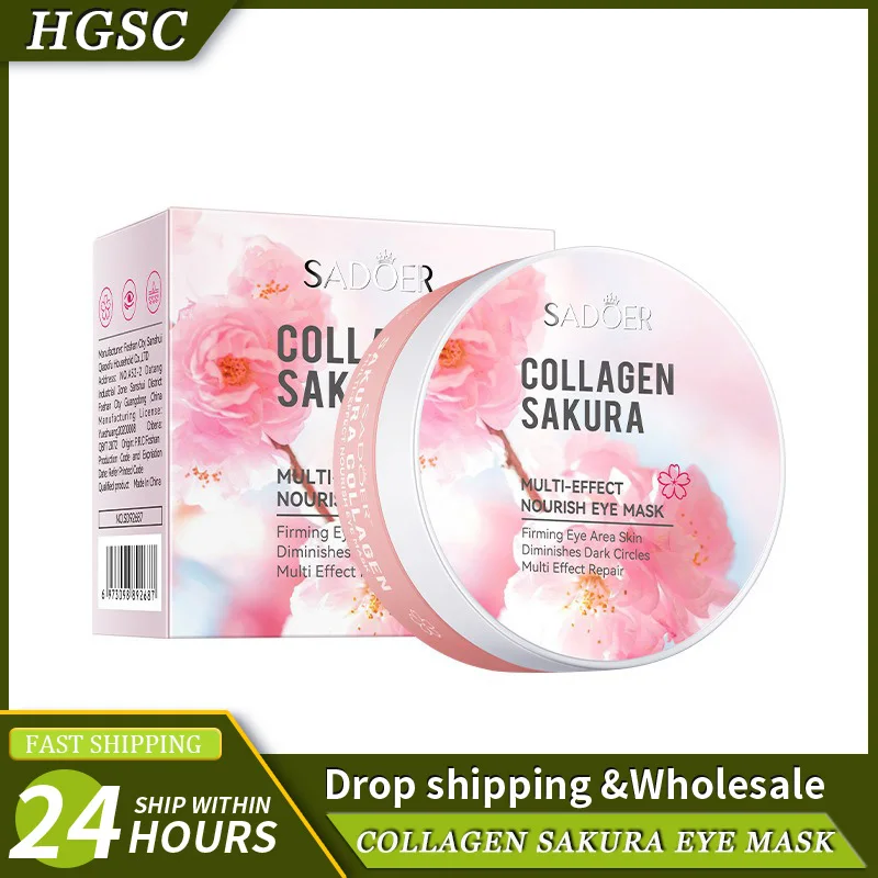 

60pcs SADOER Sakura Collagen Eye Mask Anti Dark Circles Eyes Bags Removal Moisturizing Firming Eye Patches Skin Care for Eyes