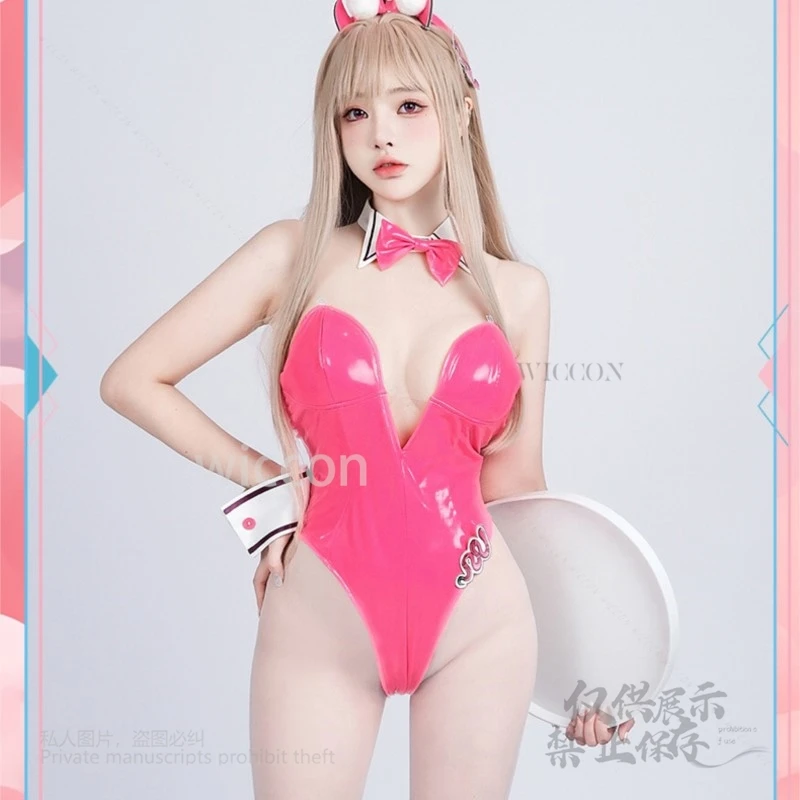 애니메이션 게임 NIKKE 귀여운 승리의 여신 앨리스 토끼 소녀 코스프레 의상 섹시한 점프 슈트 가발 여성 매력적인 파티 할로윈