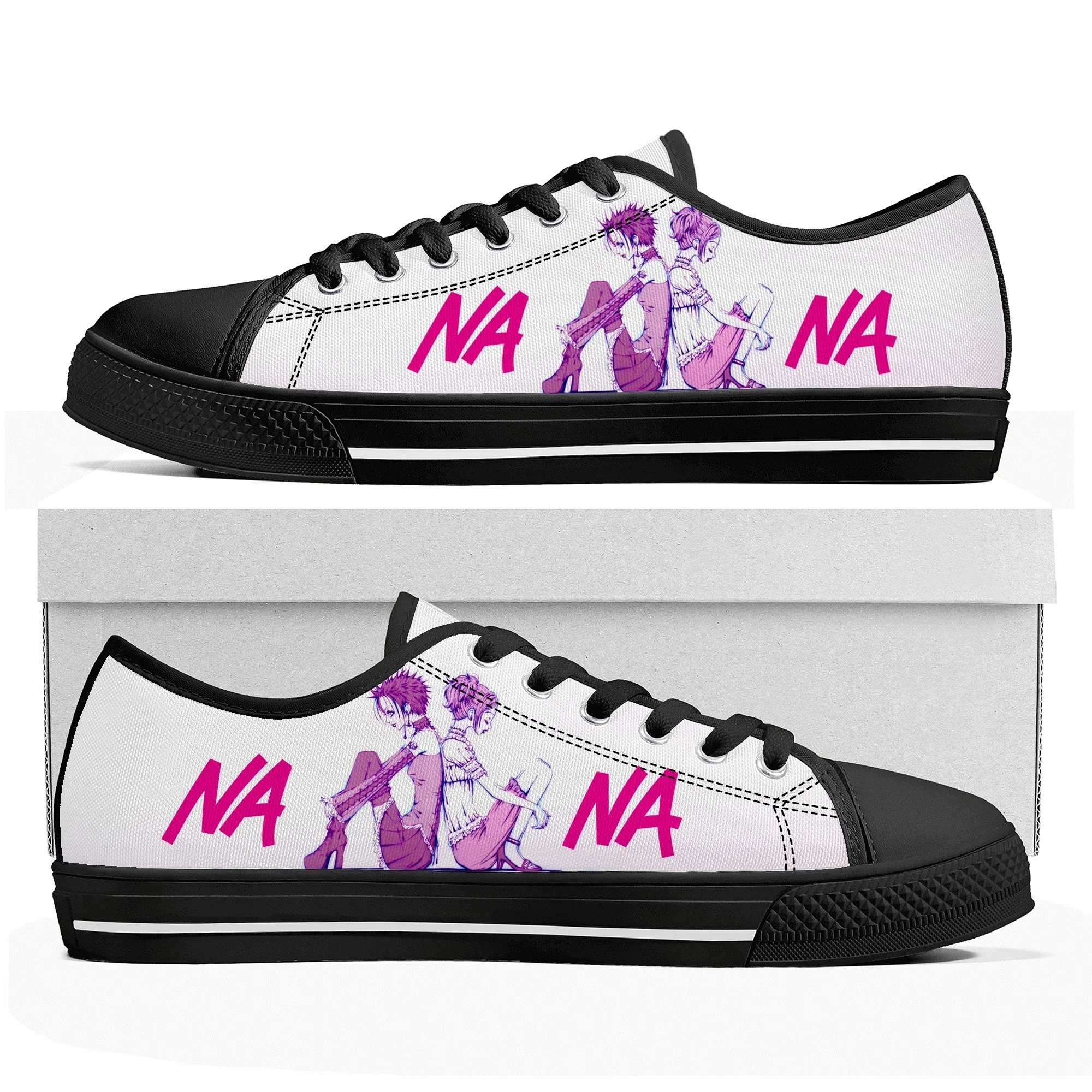 Low Top Canvas Sneakers para homens e mulheres, manga NANA Osaki, Komatsu, adolescente, sapatos personalizados, casual, casal, alta qualidade