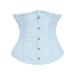 High Quality Blue Jacquard Boned Gothic Corset Women Sexy Underbust Waist Trainer Body Shaper Tummy Slimming Underwear XS-XXL