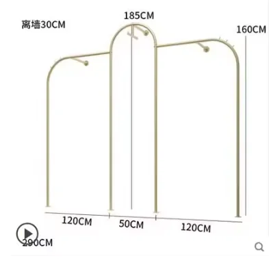 Wall mounted display rack in clothing store