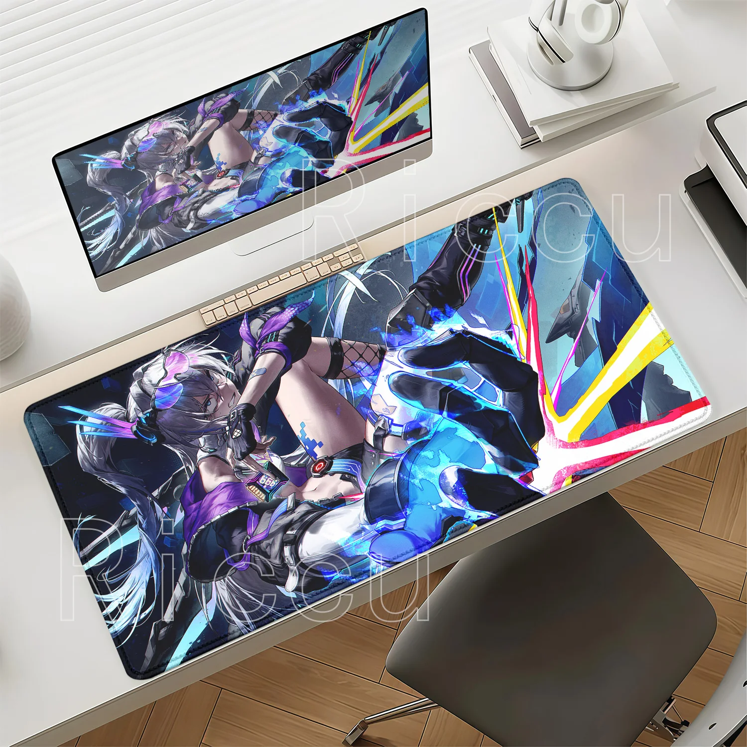 HSR Silver Wolf LV.999 Mousepad Larger Honkai Star Rail Overlock Keyboard Anime Girl XXL Mouse Pad HD Printing ESports Desk Mat