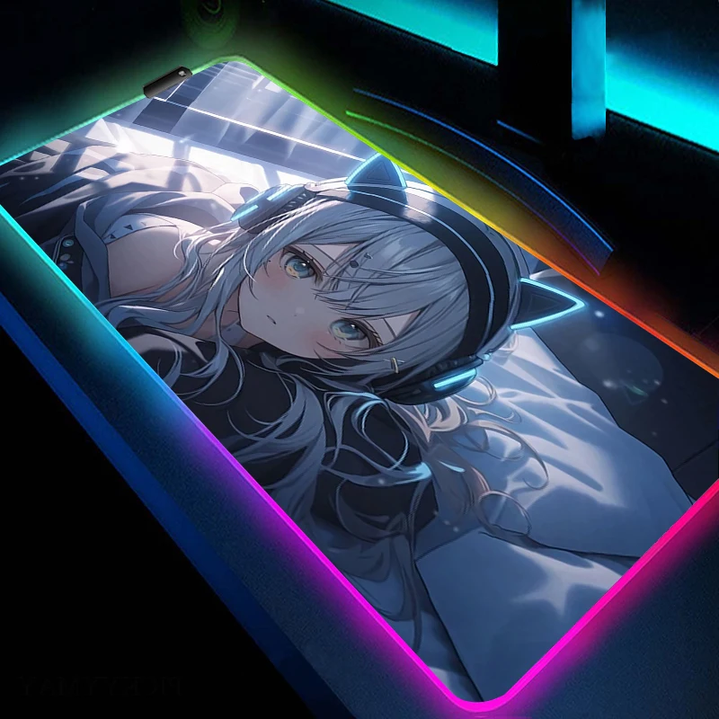 RGB Large Gaming Mouse Pad Gamer Non-Slip Computer Mousepad LED Anime Rubber Mouse Mat Game HD Print Desk Mat Big Keyboard Pads