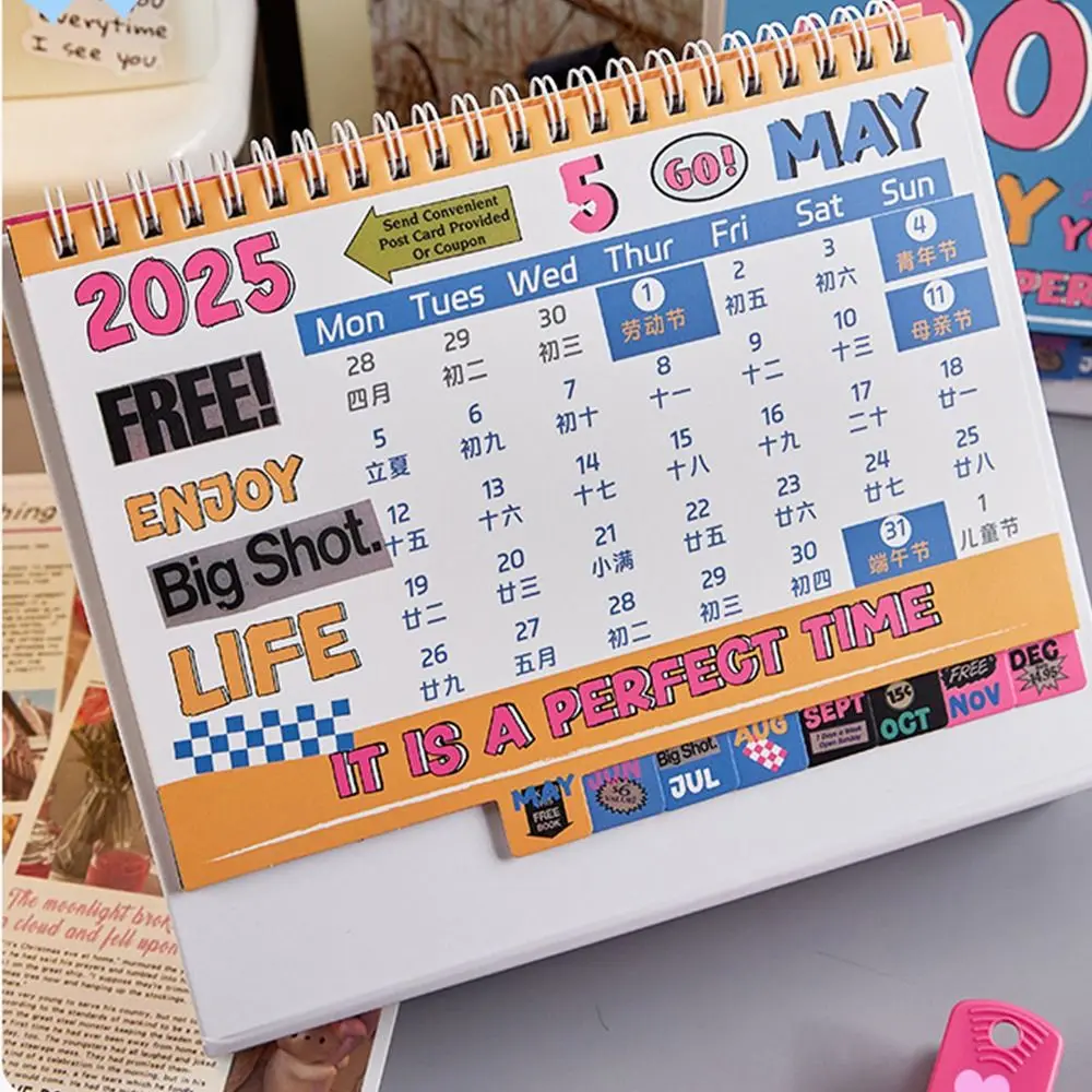 American Retro 2025 Desk Calendar To Do List Exquisite Standing Flip Calendar Daily Planner Agenda Table Floral Planner Home