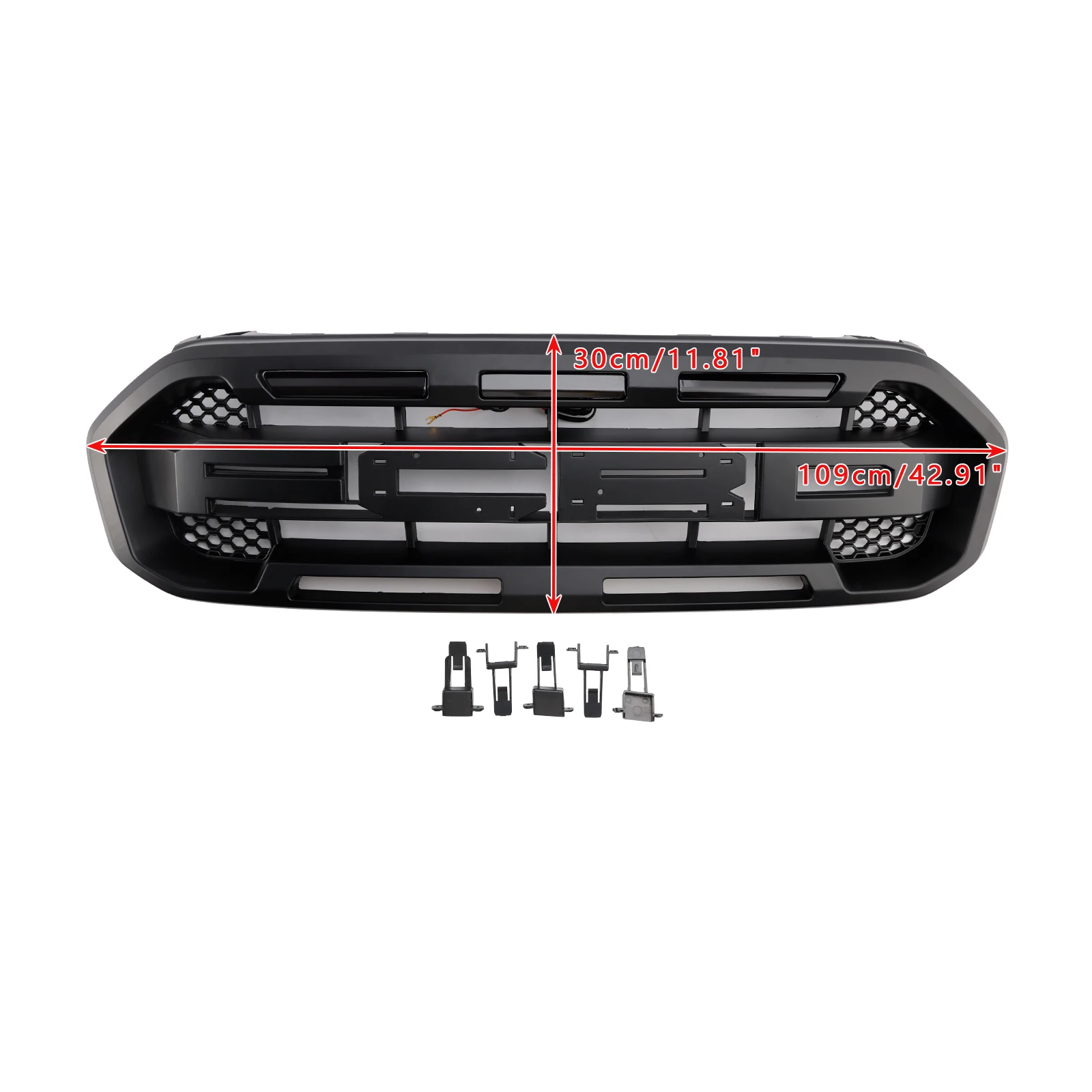 Artudatech الأسود رابتور نمط المصد الأمامي شواء مصبغة صالح لفورد رينجر مع مصباح ليد 2019-2023 اكسسوارات السيارات