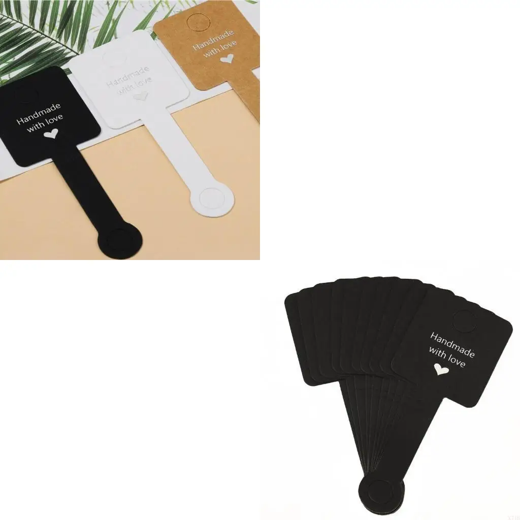 

50pcs Adhesive Jewelry Display Cards Ear Studs Kraft Paper Display Card