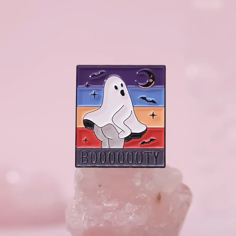 Ghoost Booty Enamel Pin Funny Cheeky Ghost Halloween Brooches Lapel Backpack Badge Jewelry Gift For Friends