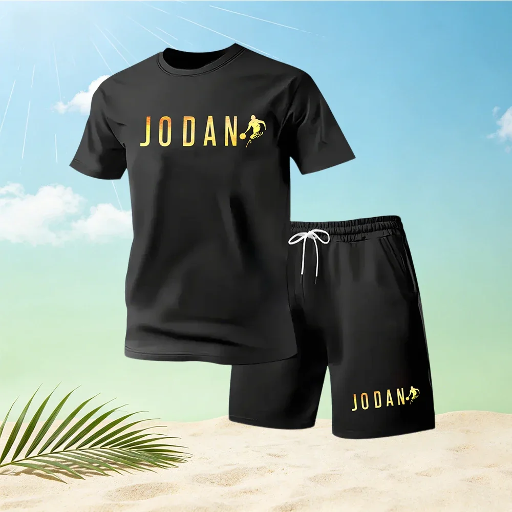 

Men's Streetwear T-Shirts Sets 2 Piece Round Neck Short Sleeve + Shorts Quick Dry Casual Gym Training Summer Hot Sale 2026