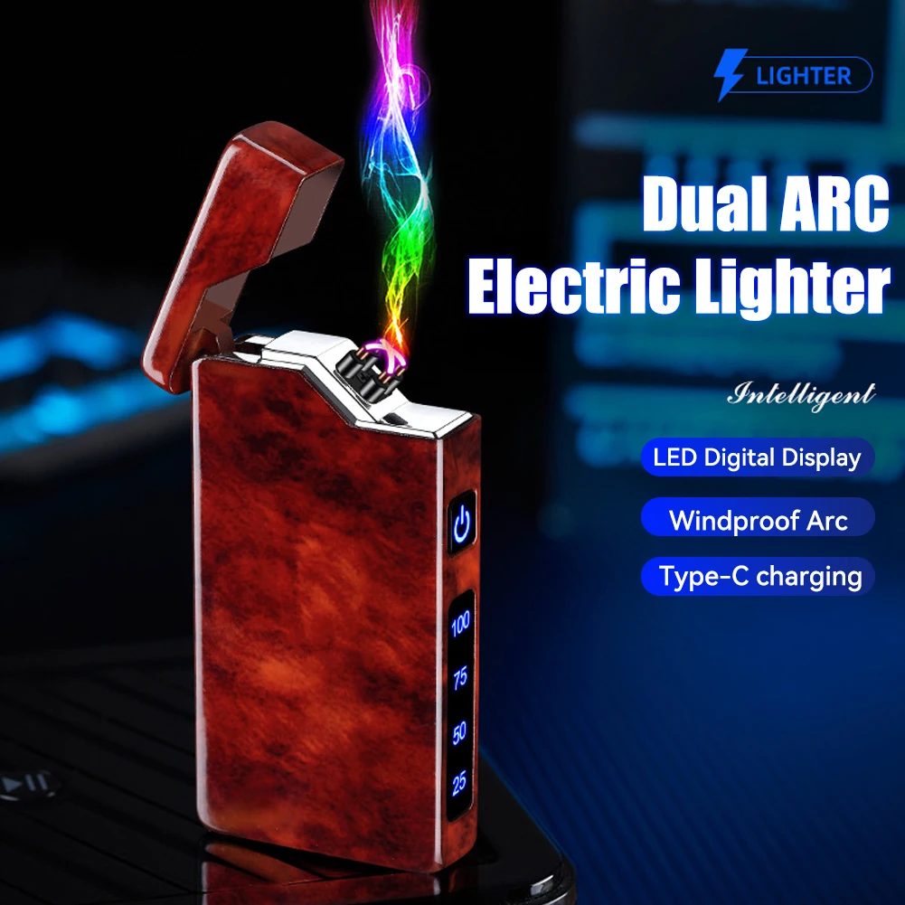 Double Arc Lighter Rechargeable Electric Windproof Cigars Lighter Present for Dad