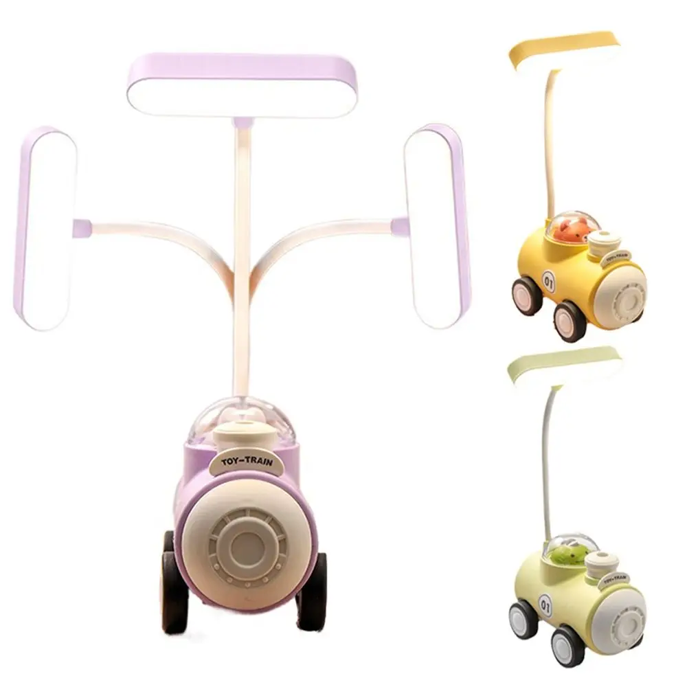 Train Shape Small Desk Lamp Pencil Sharpener USB Charging Night Table Lamp 2 Modes Adjustable Bedside Reading Light