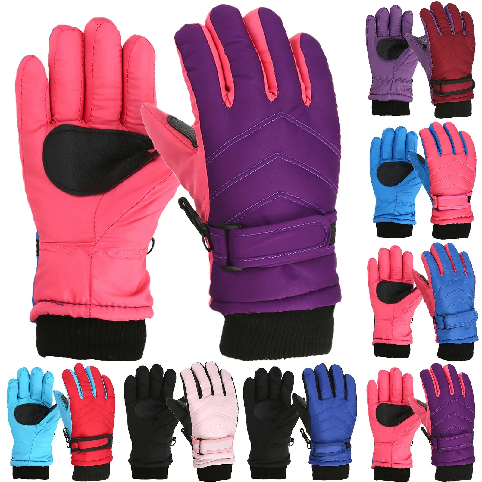 Upgraded Outdoor Children's Ski Gloves Cycling Gloves Winter Mountaineering Warm Gloves Waterproof Ski Gloves