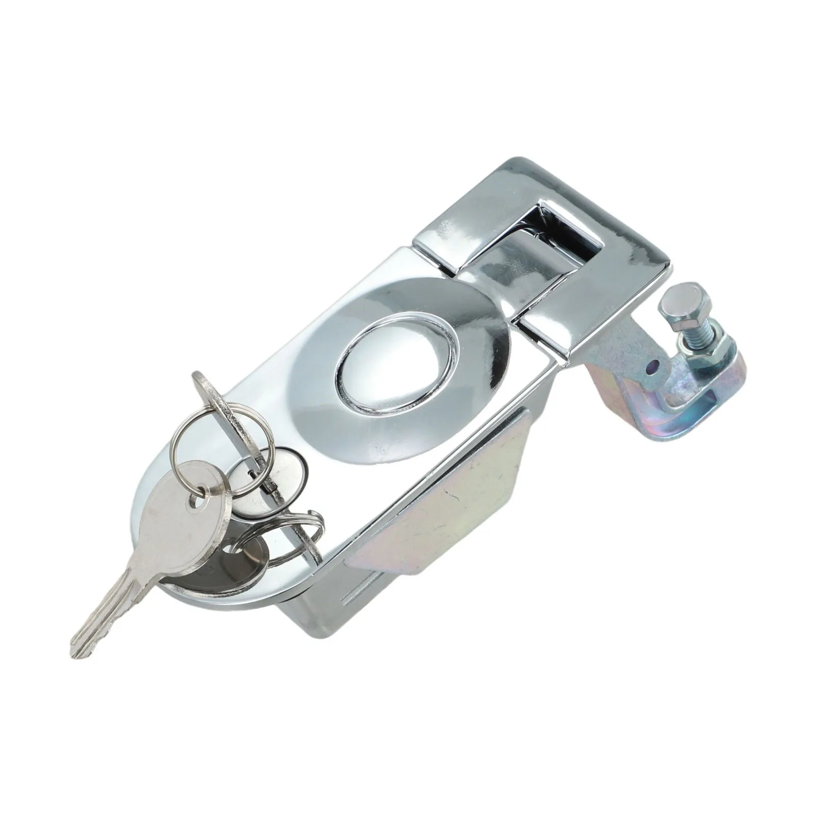 Silver Zinc Alloy Compression Push Lock Latch With 2 Keys For Tool Box Trailer Marine Boat Accessories