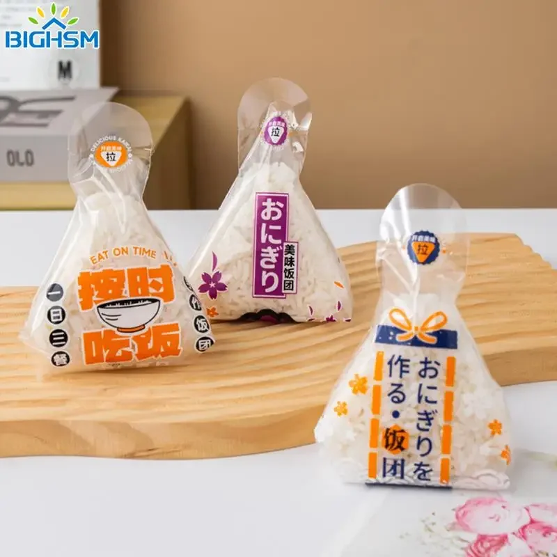 50Pcs Lovely Cartoon Triangle Rice Ball Packing Bag Nori Seaweed Onigiri Sushi Bag Sushi Making Mold Tools Bento Accessories