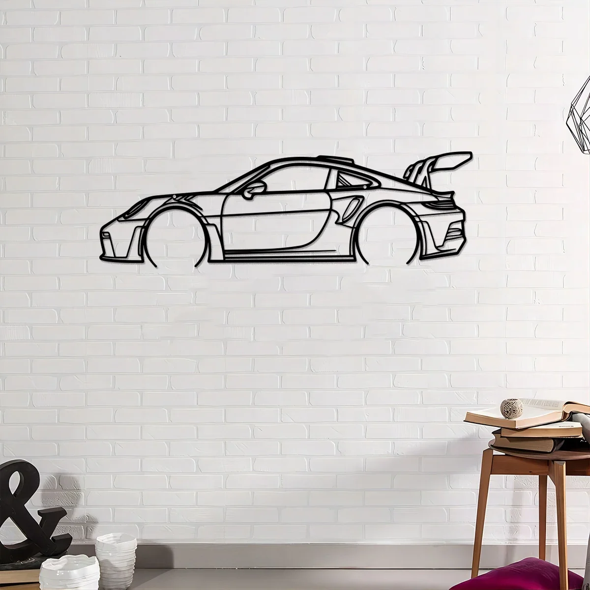 

1PC Minimalist sports car Wall Decor - Square Sculpture for Wall Hanging Indoor And Outdoor Garage,Theme Party Decor