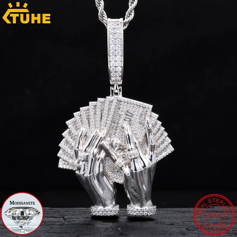 

Унисекс, стерлинговое серебро 925 пробы, кулон в виде доллара, блестящий D-цвет, муассанит, изысканные ювелирные изделия, сертифицированные GRA, мужские очаровательные ювелирные изделия в стиле хип-хоп