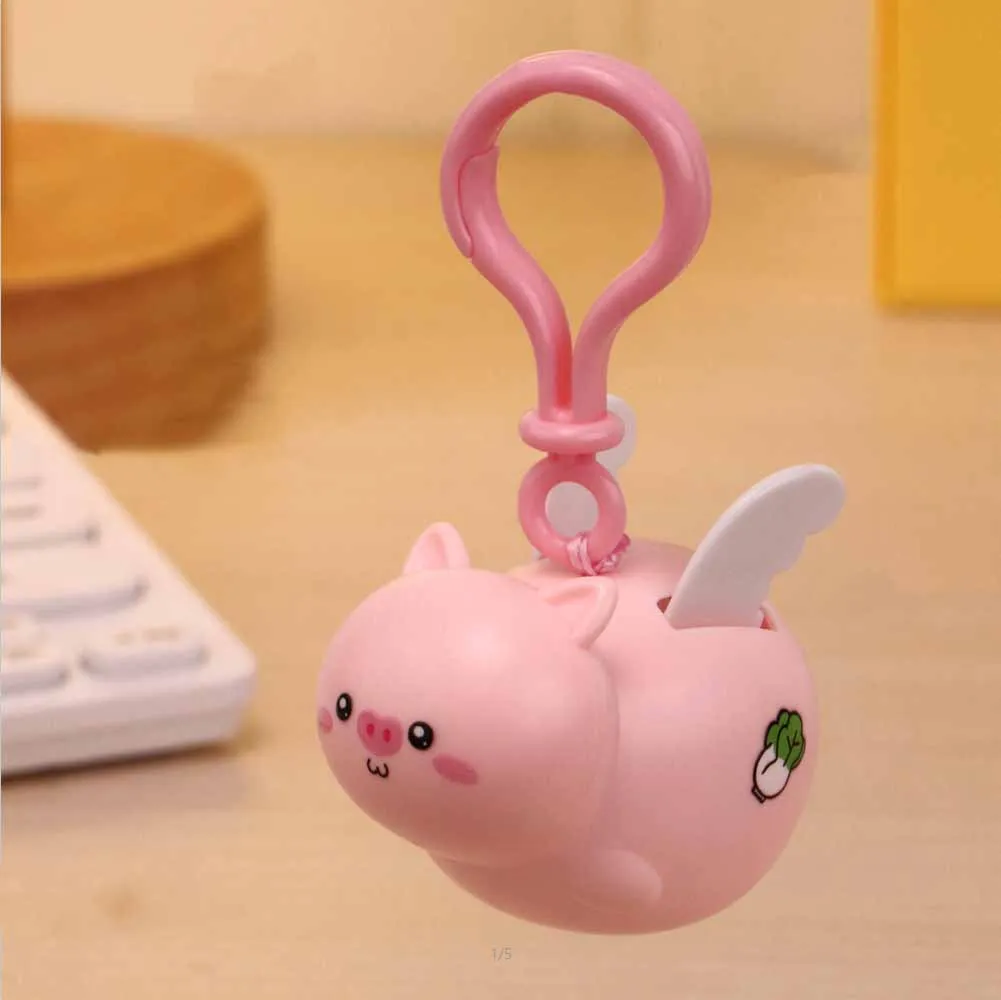 Cartoon Cute Pull String Flying Pig Keychain Pendant Children Decompression Toys Creative Fun Flying Pig Toy Backpack Pendant