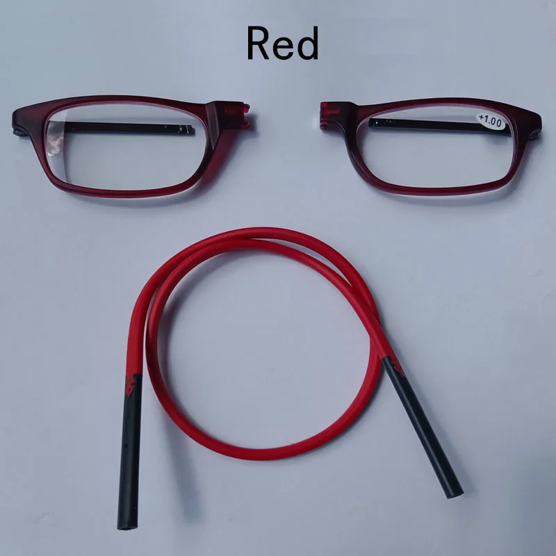 Portable magnetic reading glasses that can be hung around the neck with adjustable lanyard for men and women