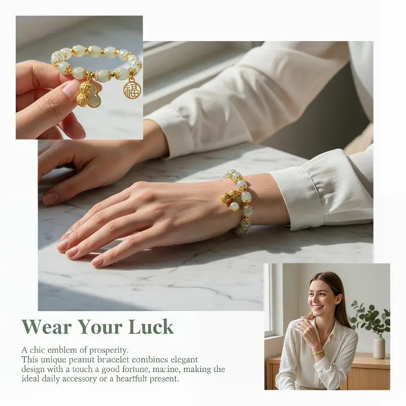 1Pcs Elegant Peanut Bracelet Natural Material Ins Niche Design Fashion Jewelry Gift for Mom
