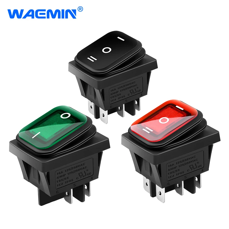 30x22 ON-OFF 16A/25A/220VAC Heavy Duty 4-pin DPST IP67 Uszczelniony wodoodporny przełącznik kołyskowy T85 Auto Boat Marine z diodą LED 12V