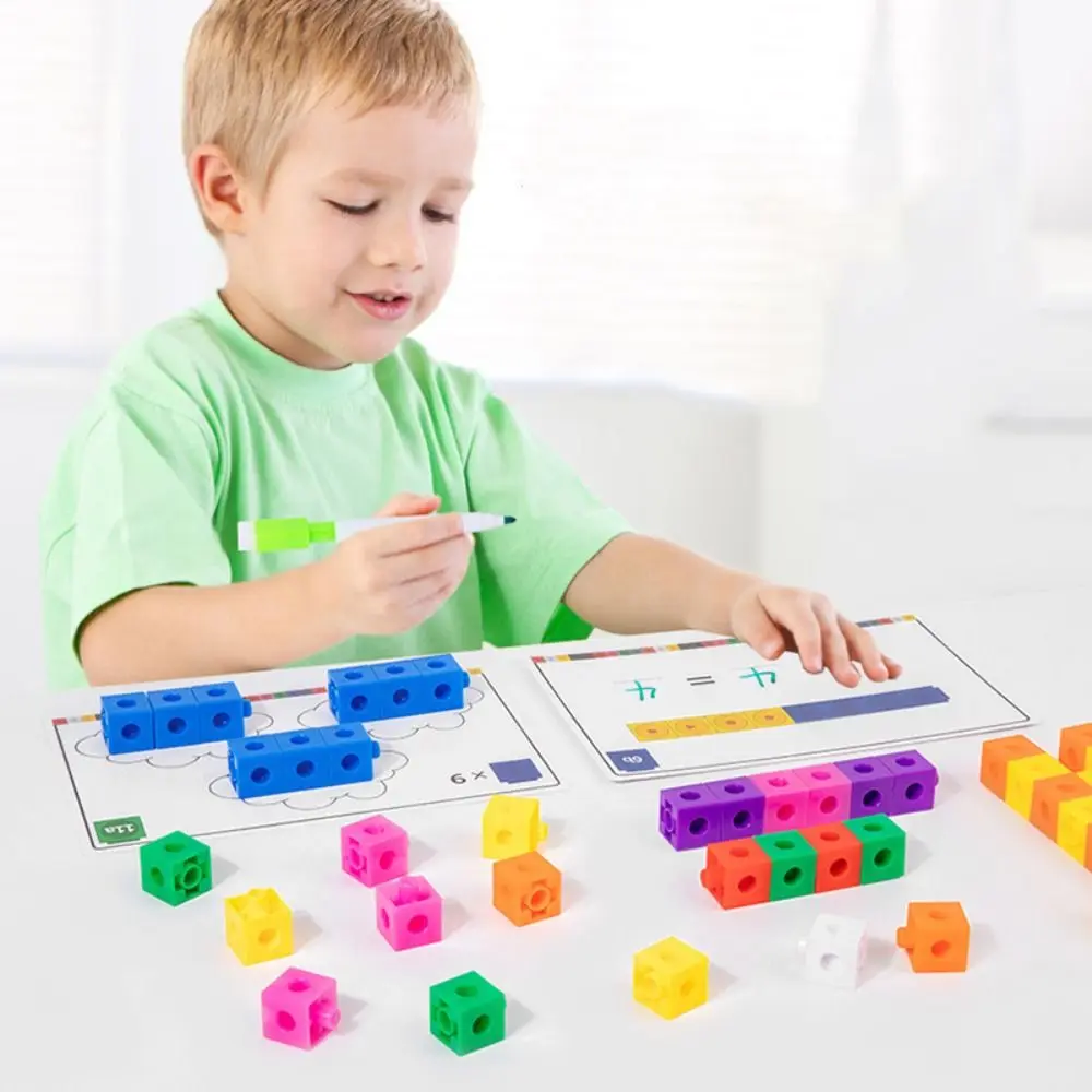 Montessori Cube Puzzle Building Blocks Counting Stacked Multilink DIY Building Blocks Cube Toys Learning Model