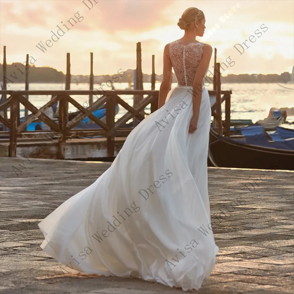 Vestido De Novia De tul bohemio para mujer, traje Sexy con cuello en V profundo, línea A, Espalda descubierta, longitud trapeador, princesa