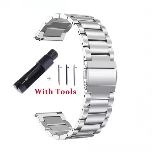18mm 20mm 22mm 24mm Width Quick Release Full Stainless Steel Watchband Wristwatch Universal Flat Head Watch Strap Accessories - Image 8