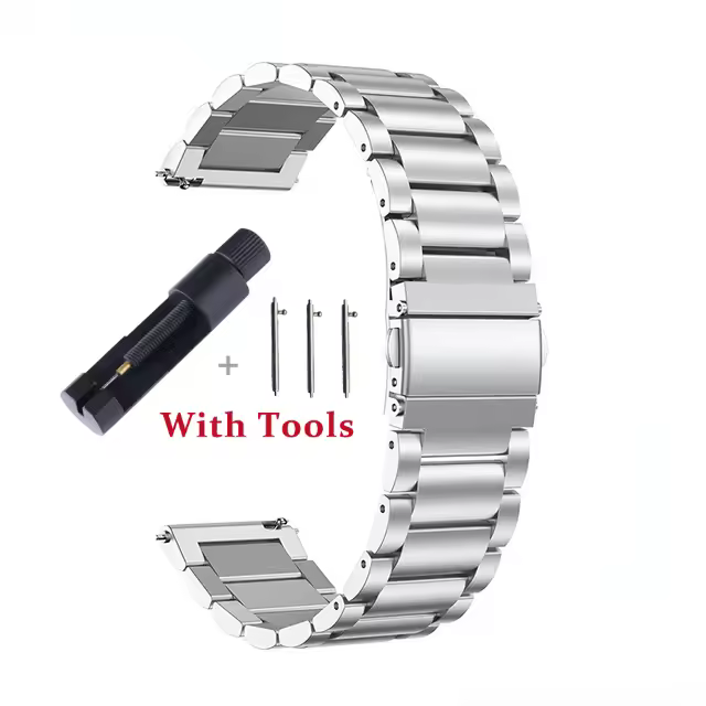 18mm 20mm 22mm 24mm Width Quick Release Full Stainless Steel Watchband Wristwatch Universal Flat Head Watch Strap Accessories - Image 8