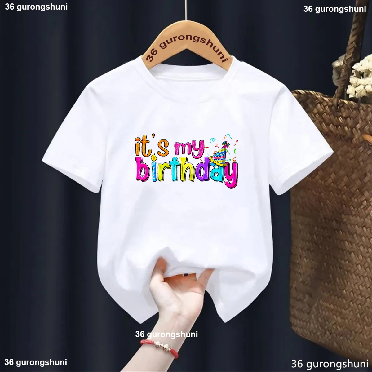 Princess Girl Birthday Party T-Shirt 'It's My Birthday' Graphic Print Top for Girls Birthday Gift Idea Girls' Costume T-shirt