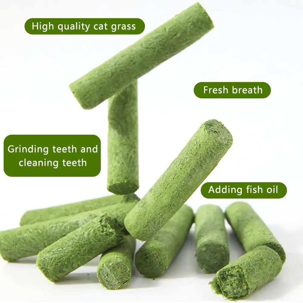 Freeze Dried Cat Grass Teething Stick Snack Hairball Removal Mild Hair Removal Instant Kitten Cat Teeth Cleaning Cat Grass Stick