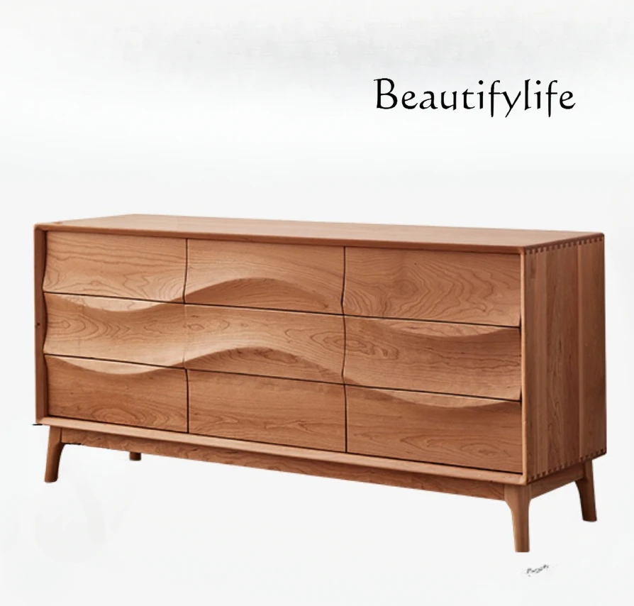 

Nordic Minimalist Cherrywood Solid Wood Chest of Drawers Bedroom Storage Living Room Storage Japanese Style Storage Cabinet