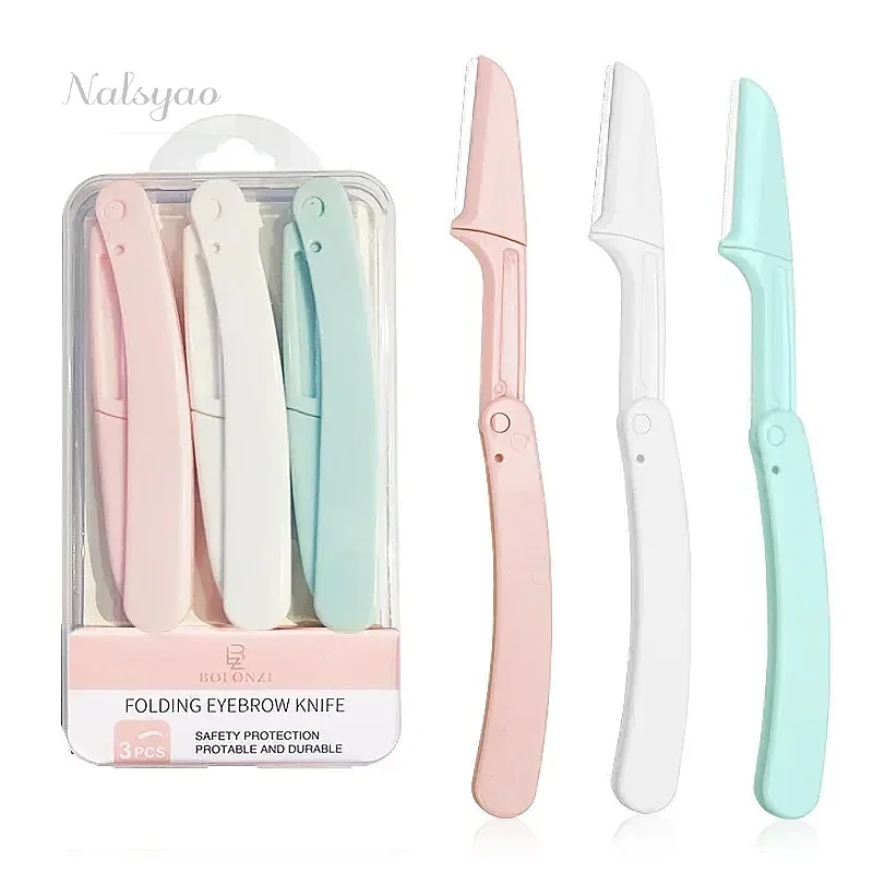 1/3pc Safe Folding Ladies Face Shaver Eyebrow Trimmer Blade Anti-Scratch Makeup Tools for Women
