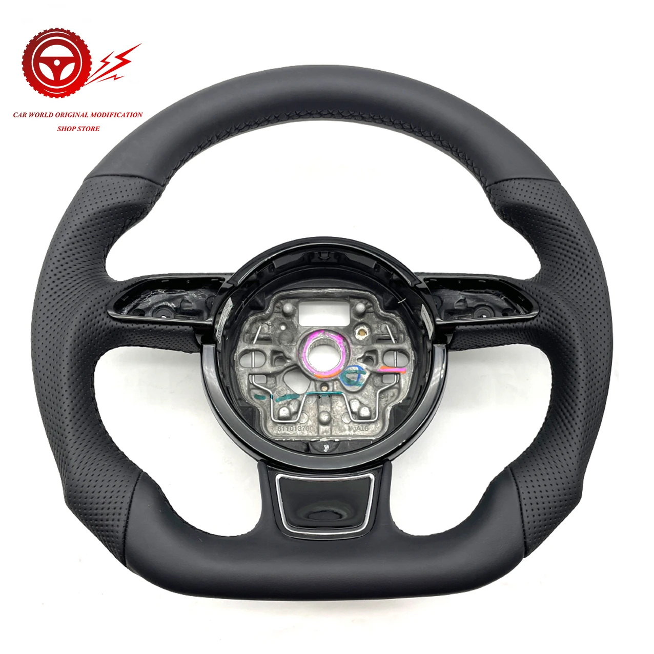 Half perforated leather black line multifunction steering wheel,For Audi A6 C7