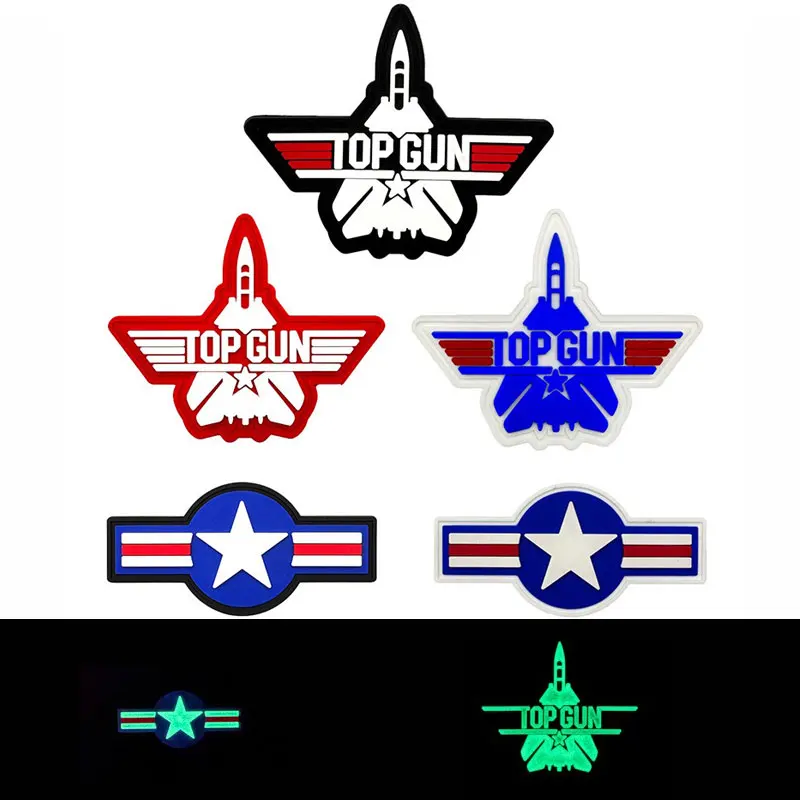 

Top Gun, PVC Hook and Loop Patches, Night Light Shoulder Badge, Morale Badge Patch, Outdoor Badge Clothing Accessories