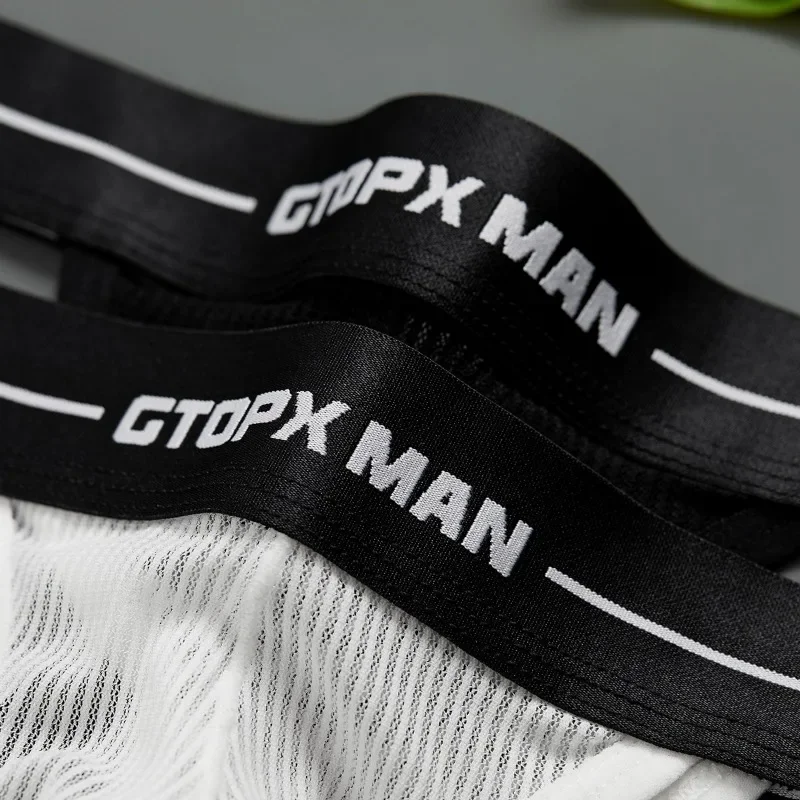 GTOPXMAN Men Underwear Sexy Mesh Transparent Men Thongs