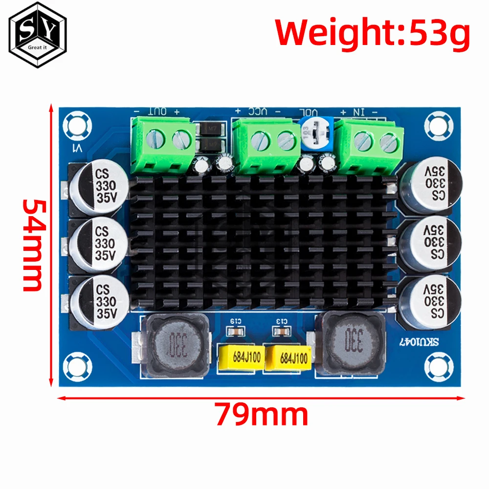 XH-M542 TPA3116 D2 Digital Power Amplifier Board 100W High Power Mono Audio Amplifier Module