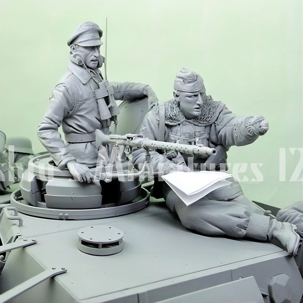 1/16 Model z żywicy figurek GK, dwie osoby, bez czołgu, motyw wojskowy, niezmontowany i niepomalowany, 461J