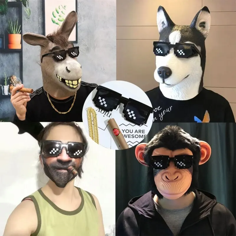 Lunettes en mosaïque pour hommes et femmes, 3 pièces, jouet miroir décoratif, lunettes de soleil Cool