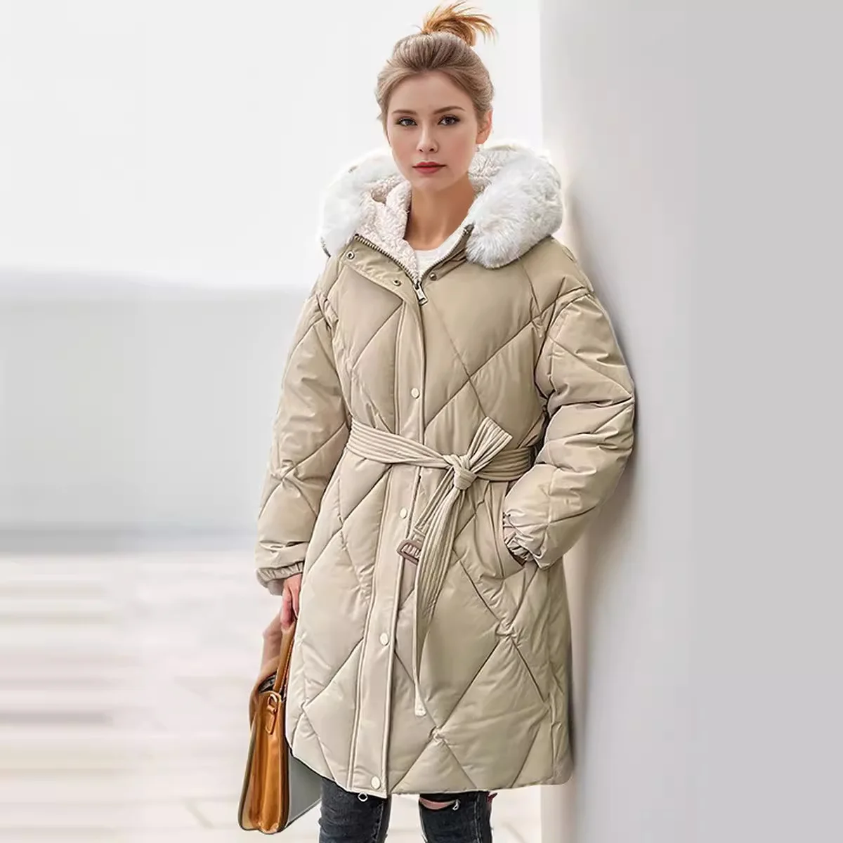 

Women's Winter Jacket 2025 New Women Parka Long Hooded Parkas With Fur Collar Warm Snow Wear Padded Clothes Lady's Winter Coat