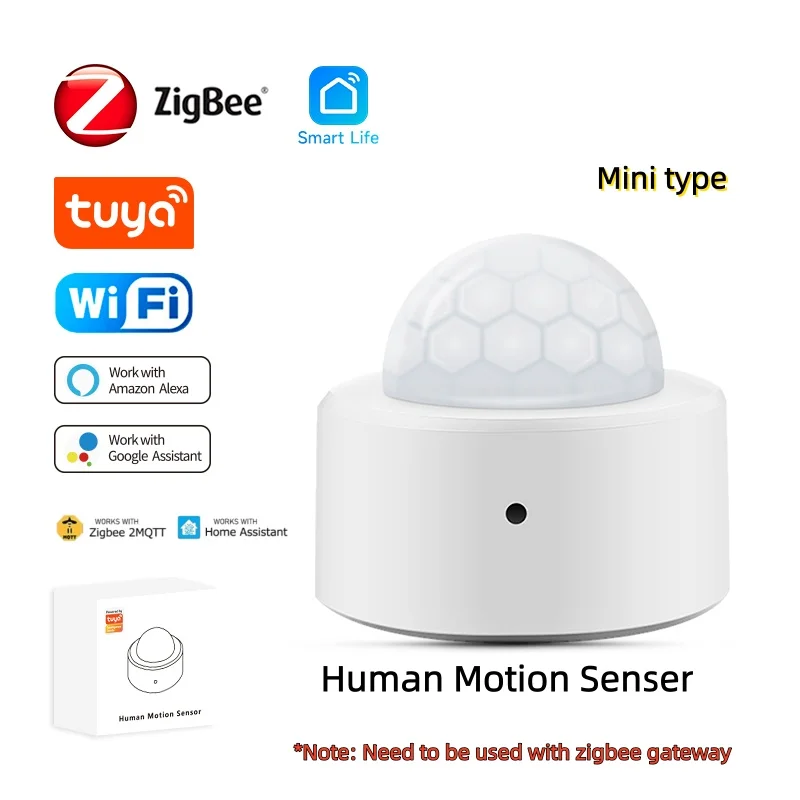 

Мини-датчик движения Zigbee 3.0, управление через приложение Tuya, умный PIR-детектор для домашней безопасности, работает с Home Assistant через 2MQTT