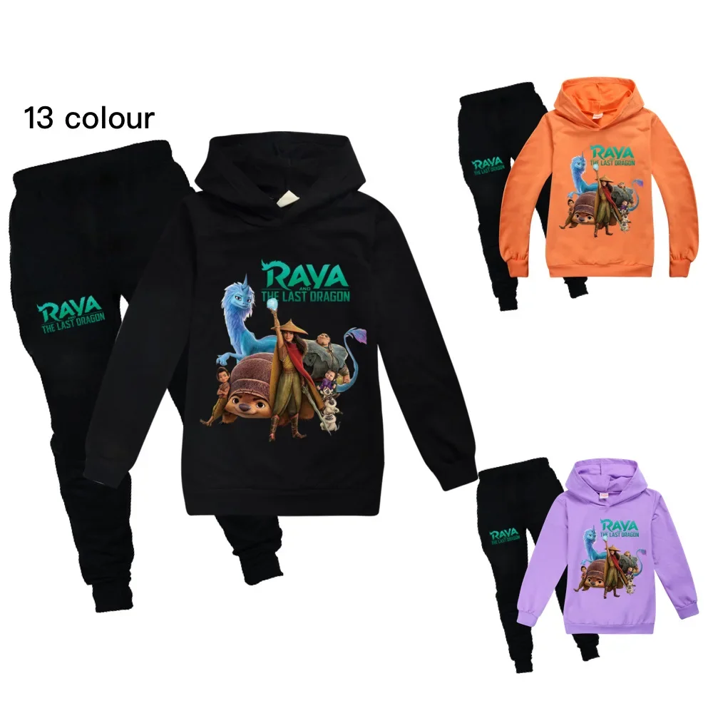 

Cartoon Children's Clothing Sets Boys Sweatshirt Kids Raya and The Last Dragon Hoodies Top+Pants Set Girls Clothes sportswear